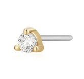 14K Yellow Gold Flat Back Single Stud Earring with Diamond